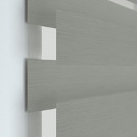 Jaloustore Doppelrollo auf Maß mit Blockstreifen mit Lurex-Glitzer-Effektgarn Silber Grau - Vorschau 1