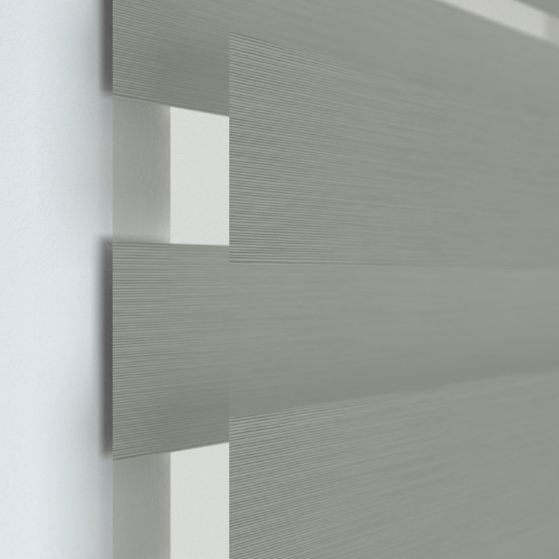 Jaloustore Doppelrollo auf Maß mit Blockstreifen mit Lurex-Glitzer-Effektgarn Silber Grau - Bild 1