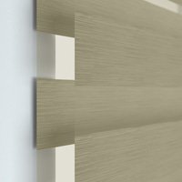 Jaloustore Doppelrollo auf Maß mit Blockstreifen mit Lurex-Glitzer-Effektgarn Beige-Grau - Vorschau 1