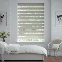 Jaloustore Doppelrollo auf Maß mit Uni-Blockstreifen mit gestreiftem groben Transparent Silber-Grau - Vorschau 0