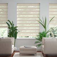 Jaloustore Doppelrollo auf Maß mit Uni-Blockstreifen mit gestreiftem groben Transparent Creme-Beige - Vorschau 0