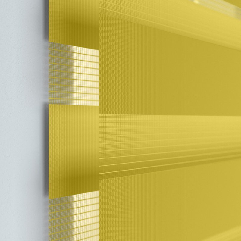 Jaloustore Doppelrollo auf Maß mit Uni-Blockstreifen mit gestreiftem groben Transparent Limetten-Grün - Bild 1