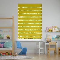 Jaloustore Doppelrollo auf Maß mit Uni-Blockstreifen mit gestreiftem groben Transparent Limetten-Grün - Vorschau 0