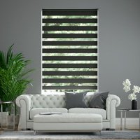 Jaloustore Doppelrollo auf Maß mit Uni-Blockstreifen mit gestreiftem feinen Transparent Schwarz - Vorschau 0