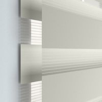 Jaloustore Doppelrollo auf Maß mit Uni-Blockstreifen mit gestreiftem feinen Transparent Silber-Grau - Vorschau 1