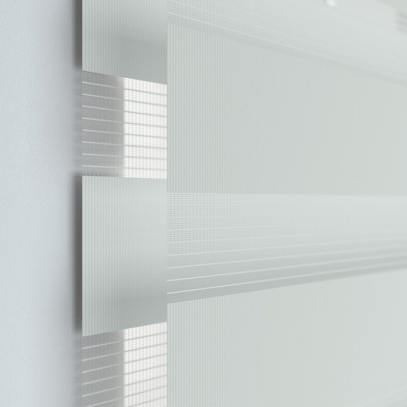 Jaloustore Doppelrollo auf Maß mit Uni-Blockstreifen mit gestreiftem feinen Transparent Reinweiß - Bild 1