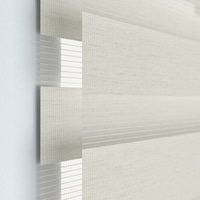Jaloustore Doppelrollo auf Maß mit Uni-Blockstreifen mit gestreiftem feinen Transparent Beige-Weiß - Vorschau 1