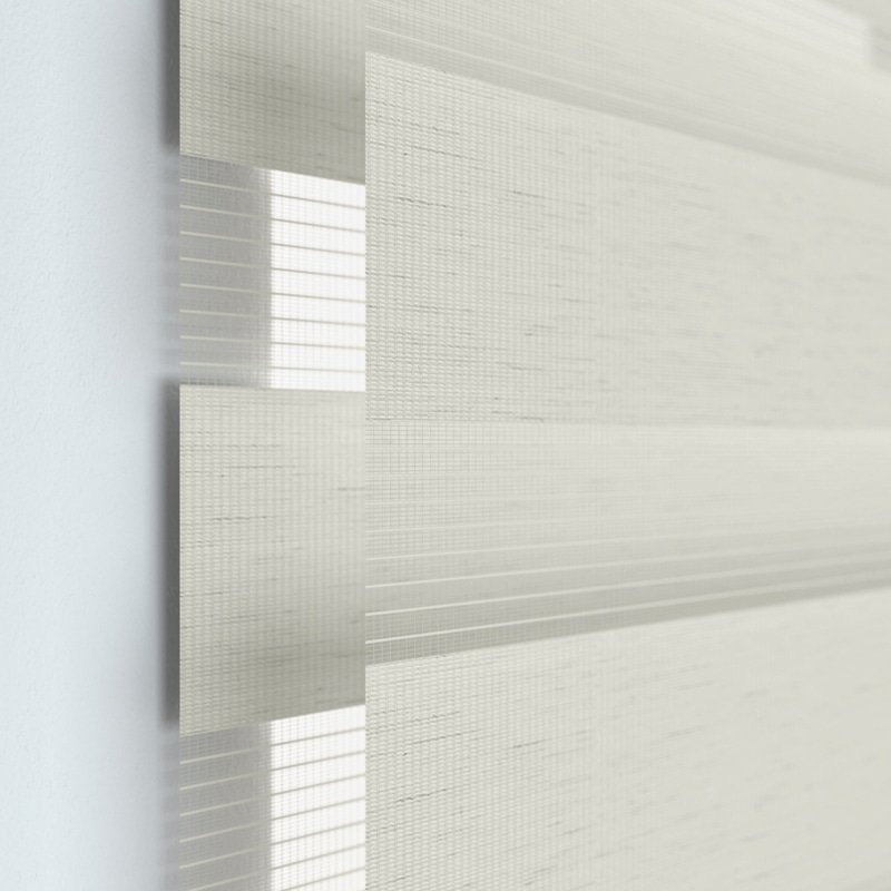 Jaloustore Doppelrollo auf Maß mit Uni-Blockstreifen mit gestreiftem feinen Transparent Beige-Weiß - Bild 1