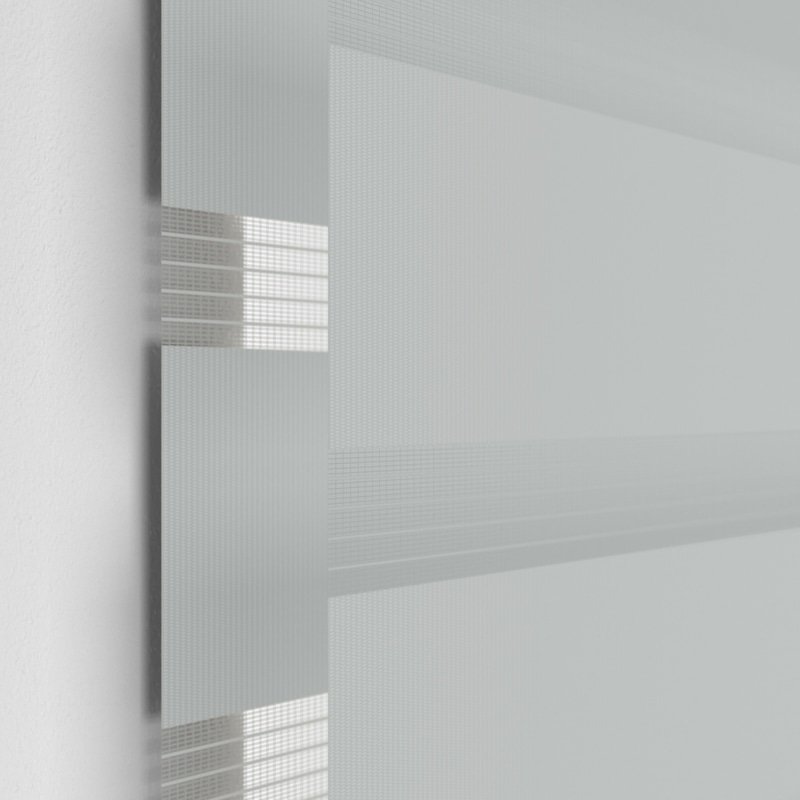 Jaloustore Doppelrollo auf Maß mit schmalen Streifen mit gestreiftem feinen Transparent Reinweiß - Bild 1