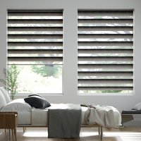 Jaloustore Doppelrollo auf Maß mit Blockstreifen mit Melangegarn und Farbverlauf Grau-Schwarz - Vorschau 0