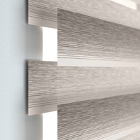 Jaloustore Doppelrollo auf Maß mit Blockstreifen mit Melangegarn und Farbverlauf Weiß-Grau - Vorschau 1