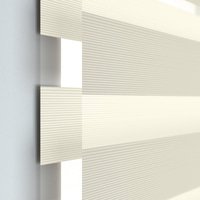 Jaloustore Doppelrollo auf Maß mit Blockstreifen mit regelmäßigen feinen Streifen  Creme-Weiß - Vorschau 1