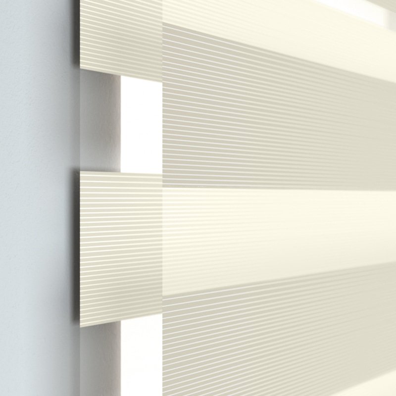 Jaloustore Doppelrollo auf Maß mit Blockstreifen mit regelmäßigen feinen Streifen  Creme-Weiß - Bild 1