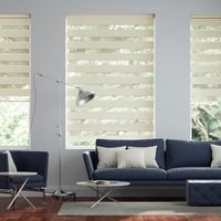 Jaloustore Doppelrollo auf Maß mit Blockstreifen mit regelmäßigen feinen Streifen  Creme-Weiß - Vorschau 0