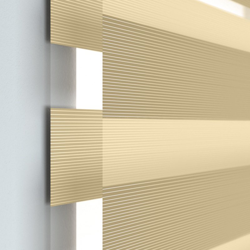 Jaloustore Doppelrollo auf Maß mit Blockstreifen mit regelmäßigen feinen Streifen  Creme-Beige - Bild 1