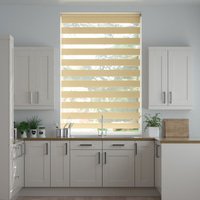 Jaloustore Doppelrollo auf Maß mit Blockstreifen mit regelmäßigen feinen Streifen  Creme-Beige - Vorschau 0