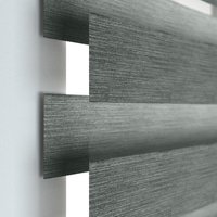 Jaloustore Doppelrollo auf Maß mit Blockstreifen mit feinem Melange-Effekt  Anthrazit - Vorschau 1