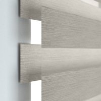 Jaloustore Doppelrollo auf Maß mit Blockstreifen mit feinem Melange-Effekt  Hellgrau - Vorschau 1