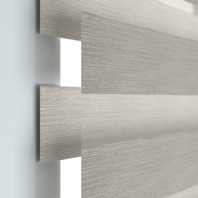 Jaloustore Doppelrollo auf Maß mit Blockstreifen mit feinem Melange-Effekt  Hellgrau - Bild 1