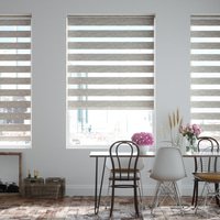 Jaloustore Doppelrollo auf Maß mit Blockstreifen mit feinem Melange-Effekt  Hellgrau - Vorschau 0