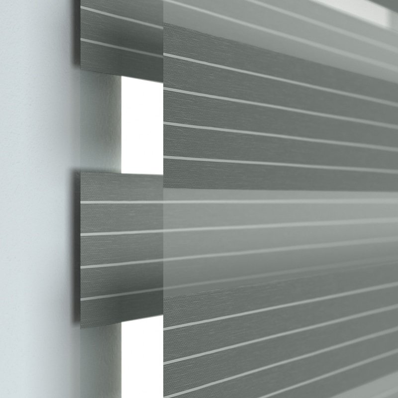 Jaloustore Doppelrollo auf Maß mit modernen Blockstreifen mit Nadelstreifen Dunkelgrau - Bild 1