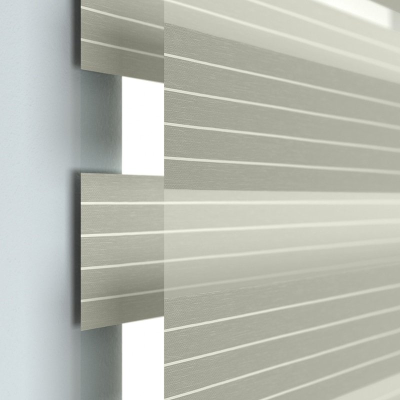 Jaloustore Doppelrollo auf Maß mit modernen Blockstreifen mit Nadelstreifen Silbergrau - Bild 1
