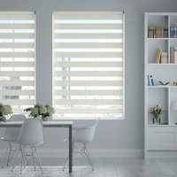 Jaloustore Doppelrollo auf Maß mit modernen Blockstreifen mit Nadelstreifen Creme-Weiß - Vorschau 0