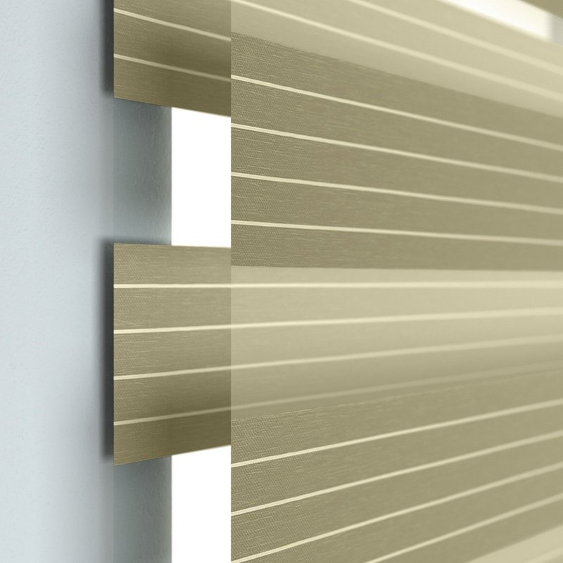 Jaloustore Doppelrollo auf Maß mit modernen Blockstreifen mit Nadelstreifen Beige - Bild 1