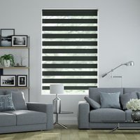 Jaloustore Doppelrollo auf Maß mit modernen Blockstreifen mit feiner Webstruktur Schwarz - Vorschau 0