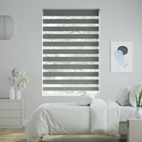 Jaloustore Doppelrollo auf Maß mit modernen Blockstreifen mit feiner Webstruktur Dunkelgrau - Vorschau 0