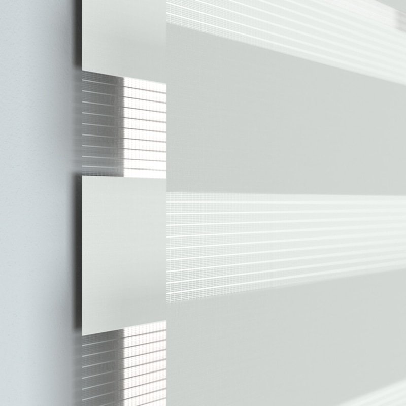 Jaloustore Doppelrollo auf Maß mit modernen Blockstreifen mit feiner Webstruktur Reinweiß - Bild 1