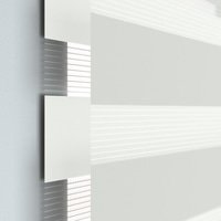 Jaloustore Doppelrollo auf Maß mit modernen Blockstreifen mit feiner Webstruktur Creme-Weiß - Vorschau 1