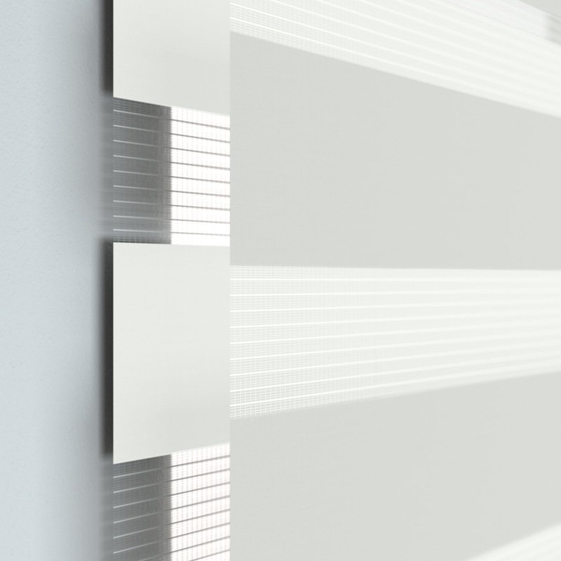 Jaloustore Doppelrollo auf Maß mit modernen Blockstreifen mit feiner Webstruktur Creme-Weiß - Bild 1