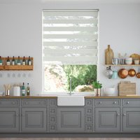 Jaloustore Doppelrollo auf Maß mit modernen Blockstreifen mit feiner Webstruktur Creme-Weiß - Vorschau 0