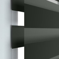 Jaloustore Doppelrollo auf Maß mit Uni-Blockstreifen in Verdunkelungsqualität Schwarz - Vorschau 1