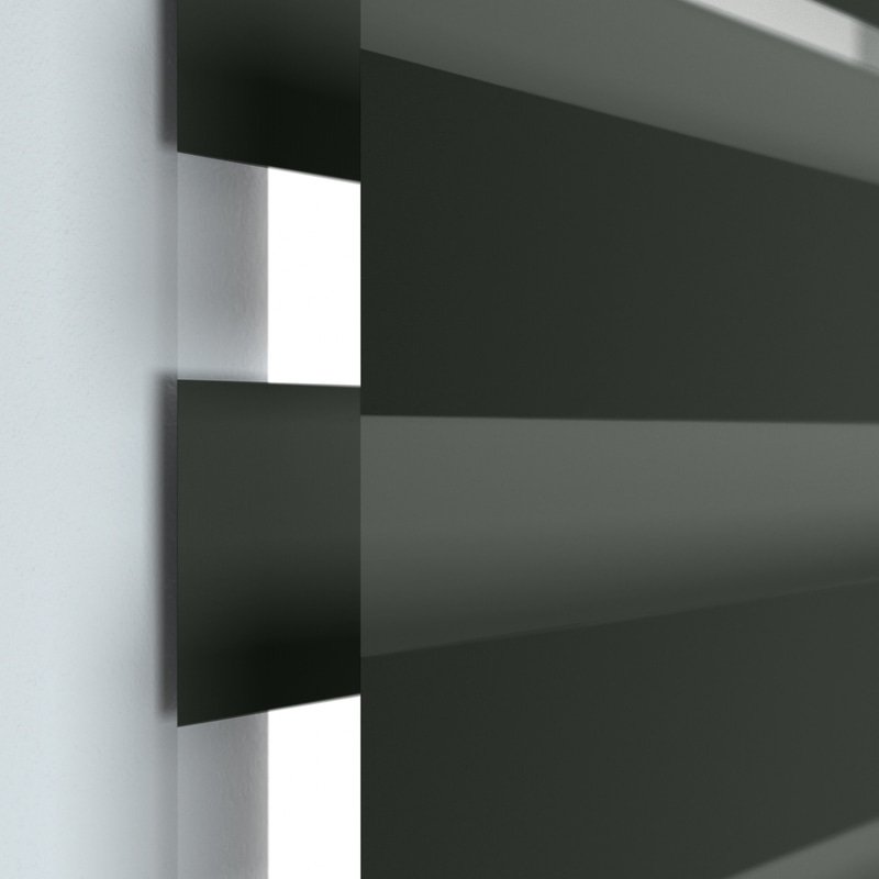 Jaloustore Doppelrollo auf Maß mit Uni-Blockstreifen in Verdunkelungsqualität Schwarz - Bild 1