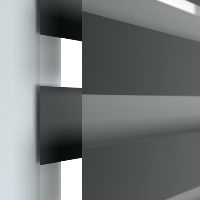 Jaloustore Doppelrollo auf Maß mit Uni-Blockstreifen in Verdunkelungsqualität Anthrazit - Bild 1