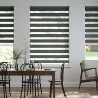 Jaloustore Doppelrollo auf Maß mit Uni-Blockstreifen in Verdunkelungsqualität Anthrazit - Vorschau 0