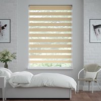 Jaloustore Doppelrollo auf Maß mit Uni-Blockstreifen in Verdunkelungsqualität Beige - Vorschau 0