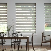 Jaloustore Doppelrollo auf Maß mit Blockstreifen mit all-over Striée-Effekt  Schwarz-Weiß - Vorschau 0