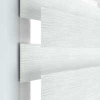 Jaloustore Doppelrollo auf Maß mit Blockstreifen mit all-over Striée-Effekt  Reinweiß - Vorschau 1