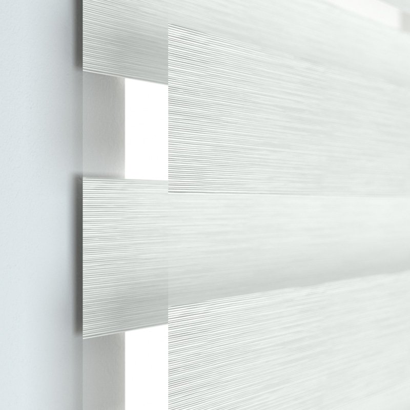 Jaloustore Doppelrollo auf Maß mit Blockstreifen mit all-over Striée-Effekt  Reinweiß - Bild 1