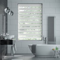 Jaloustore Doppelrollo auf Maß mit Blockstreifen mit all-over Striée-Effekt  Reinweiß - Vorschau 0