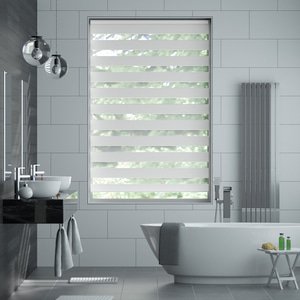 Doppelrollo auf Maß mit Blockstreifen mit all-over Striée-Effekt 