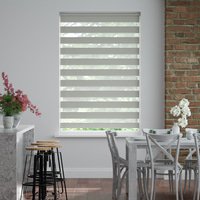 Jaloustore Doppelrollo auf Maß mit Blockstreifen mit Lurex-Glitzer-Effektgarn Silber Grau - Vorschau 0