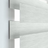 Jaloustore Doppelrollo auf Maß mit Blockstreifen mit Lurex-Glitzer-Effektgarn Reinweiß - Vorschau 1