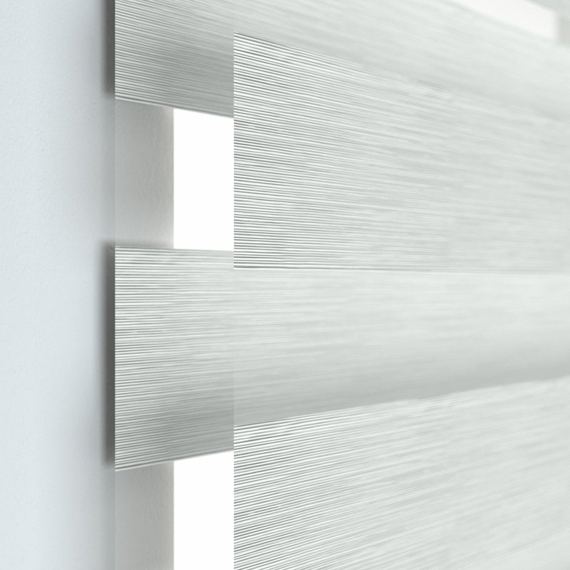 Jaloustore Doppelrollo auf Maß mit Blockstreifen mit Lurex-Glitzer-Effektgarn Reinweiß - Bild 1