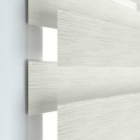 Jaloustore Doppelrollo auf Maß mit Blockstreifen mit Lurex-Glitzer-Effektgarn Creme-Weiß - Vorschau 1