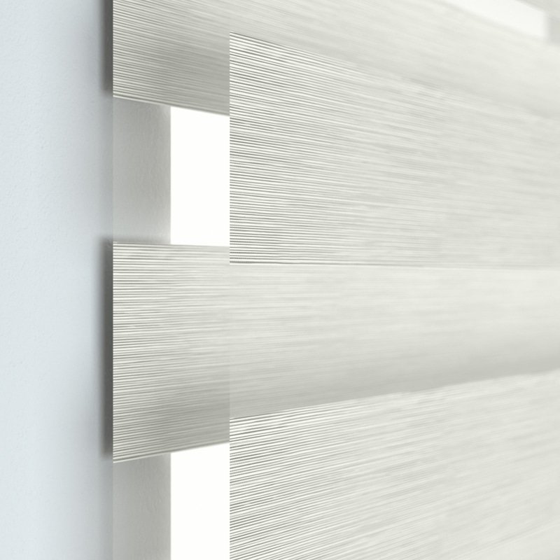 Jaloustore Doppelrollo auf Maß mit Blockstreifen mit Lurex-Glitzer-Effektgarn Creme-Weiß - Bild 1