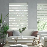 Jaloustore Doppelrollo auf Maß mit Blockstreifen mit Lurex-Glitzer-Effektgarn Creme-Weiß - Vorschau 0